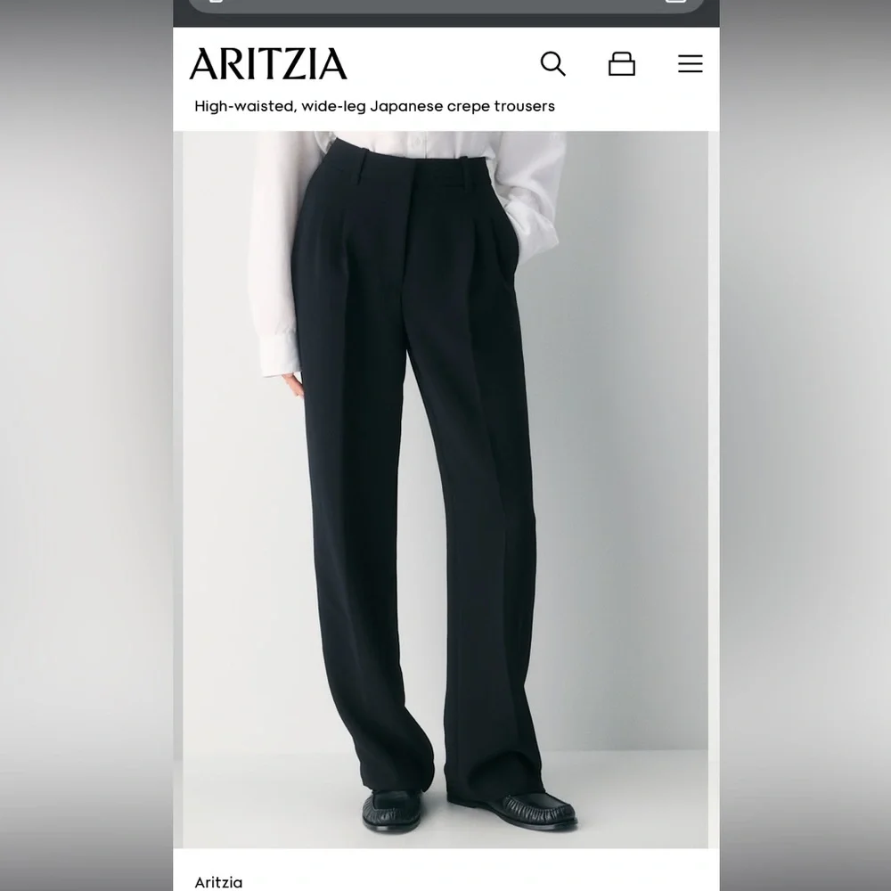 Aritzia high-waisted, wide-leg black Trousers - Picture 1 of 5